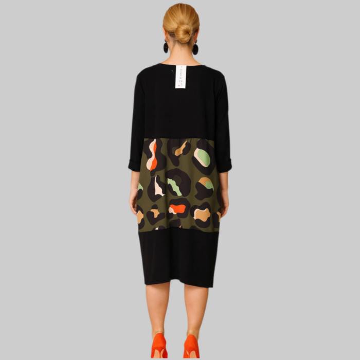 Rochie din Bumbac Asimetrica cu Satin Colorat [2]