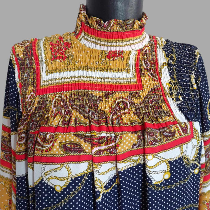 rochie lunga croi larg pe gat si imprimeu colorat [3]