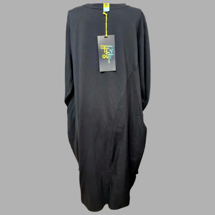 Rochie neagra  din bumbac tip Desigual cu imprimeu colorat [4]