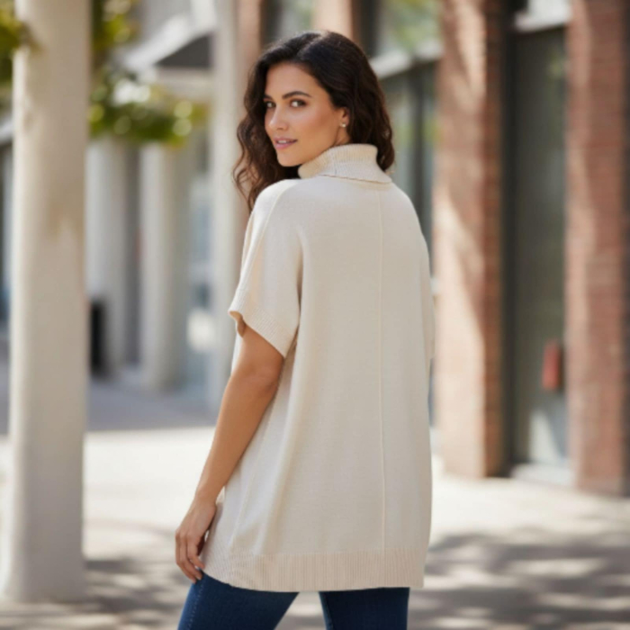 Bluza tricotata tip vesta pe gat pentru sezon rece [2]