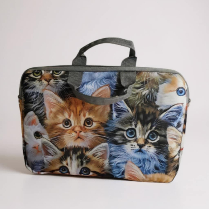 Geanta pentru laptop cu multe pisici adorabile si fermoar [2]