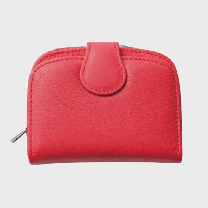 Portofel dama din piele naturala rosie compact si elegant [2]