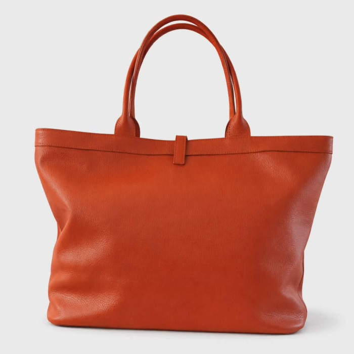 Geanta eleganta  mare din piele naturala portocalie [5]