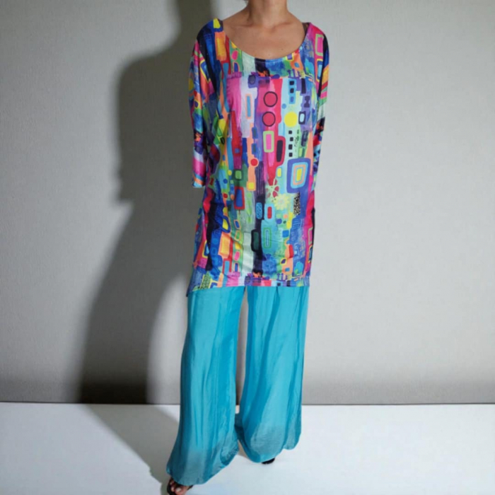 Bluza Tip Fluture cu Imprimeu Colorat pentru Marime Mare [2]