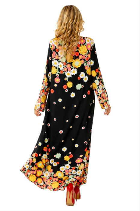 Rochie cu imprimeu floral si decolteu rotund [2]