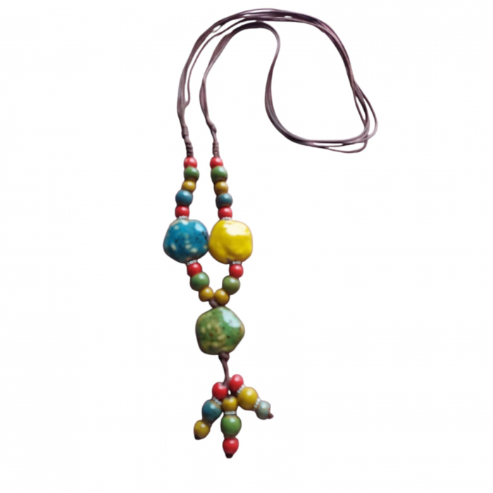 Colier lung cu pietre colorata din ceramica [3]