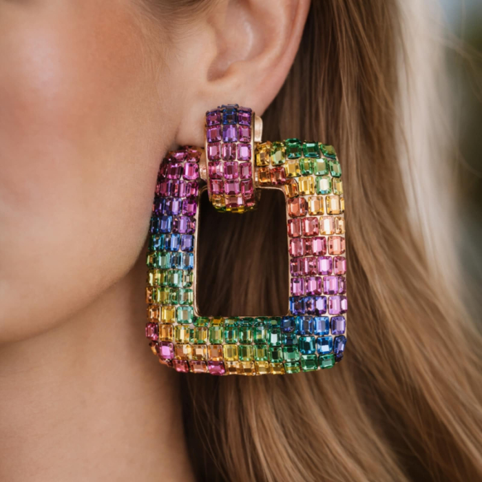 Cercei statement multicolori din margele fine cu finisaj stralucitor [2]