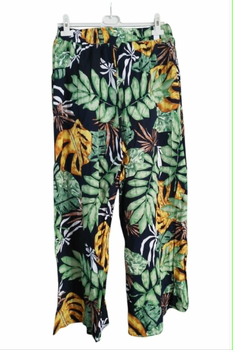 Pantaloni croi larg din bumbac cu imprimeu floral si buzunare [2]