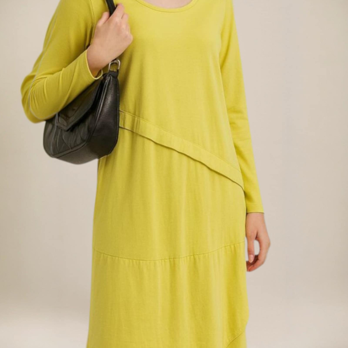 Rochie din bumbac midi lejera si design lejer asimetric [3]