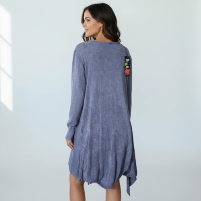 Rochie din bumbac mov asimetrica in forma de gogosar la poale [2]