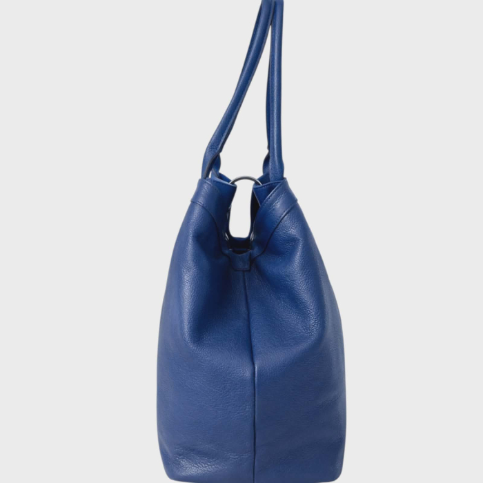 Geanta eleganta  mare din piele naturala albastra [4]