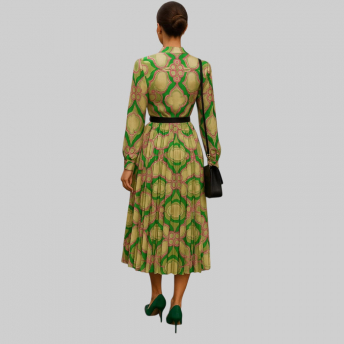 Rochie plisata din satin cu decolteu parte peste parte [2]