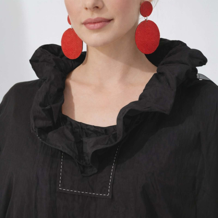 Rochie neagra pentru marime mare tip balon cu design model [2]