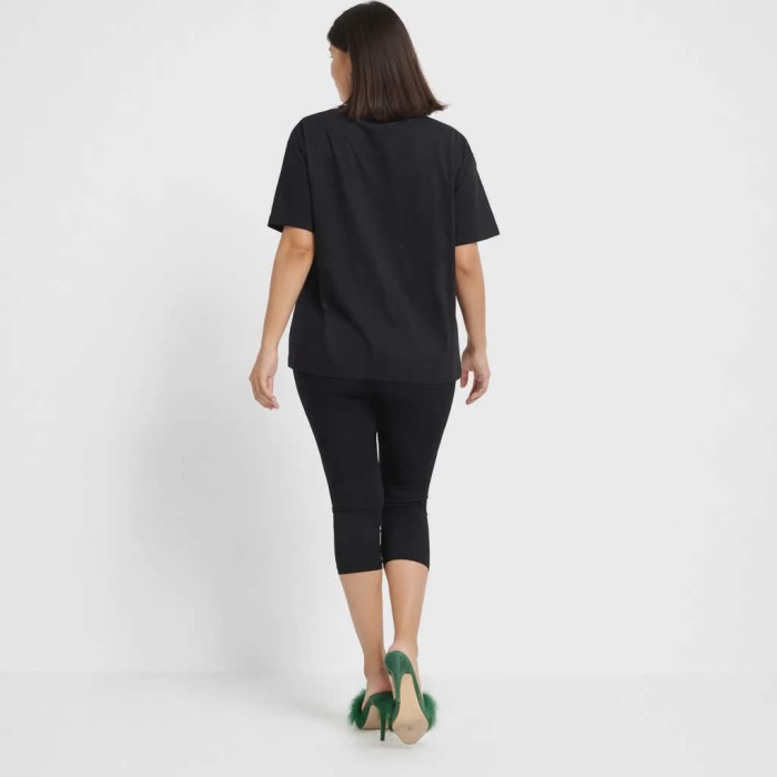 Bluza larga din bumbac cu imprimeu pisici si strasuri argintii [3]