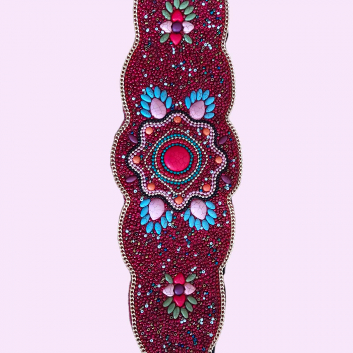 curea pentru femei tip brau cu margele colorate si inchidere capse [3]