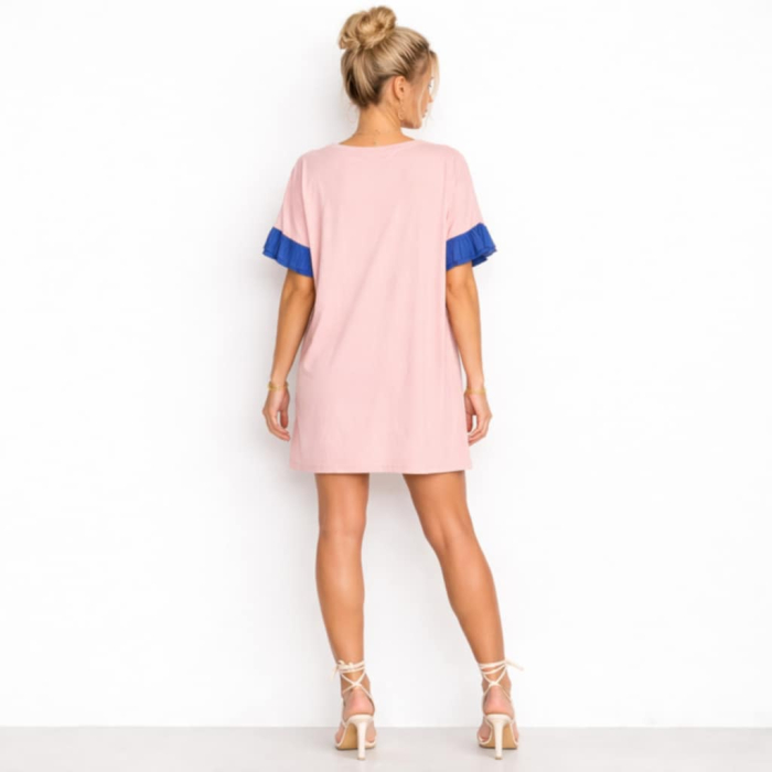 Rochie din bumbac cu imprimeu pe partea din fata cu figura si ochelari [2]