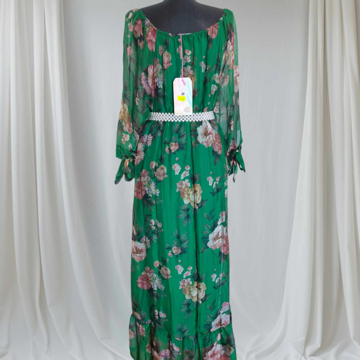 rochie lunga asimetrica de vara din matase cu imprimeu floral [2]