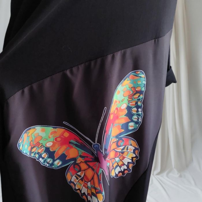 Rochie din bumbac cu imprimeu fluture colorat [3]