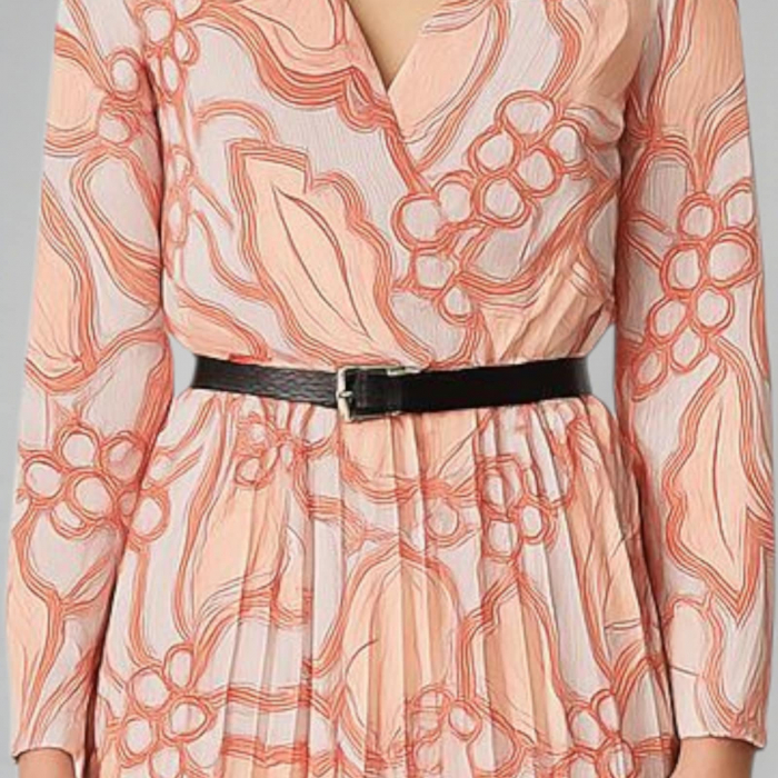 Rochie din Satin Plisata cu Decolteu Parte peste Parte si Curea in Talie [2]