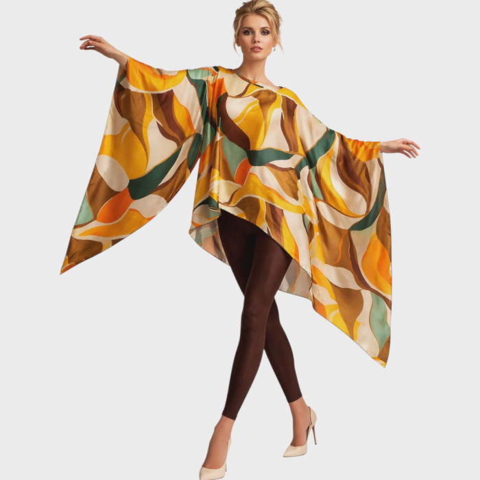 Bluza asimetrica din vascoza cu maneci tip kimono [3]