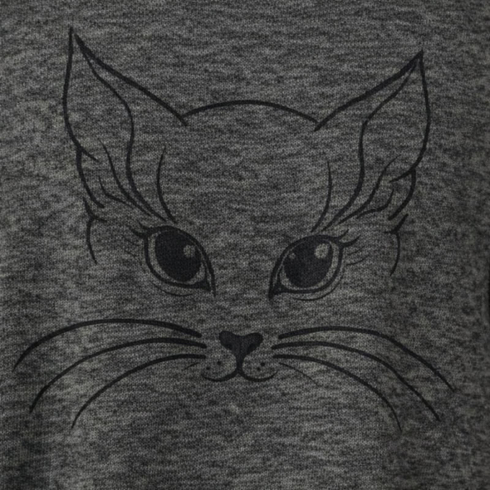 Rochie neagra cu desen pisica neagra si maneca la lunga [2]