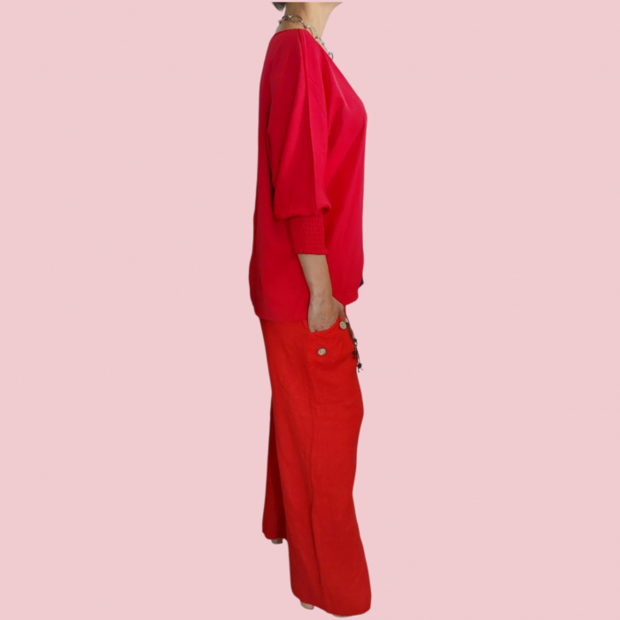 Bluza in doua culori rosu si negru cu anchior [2]