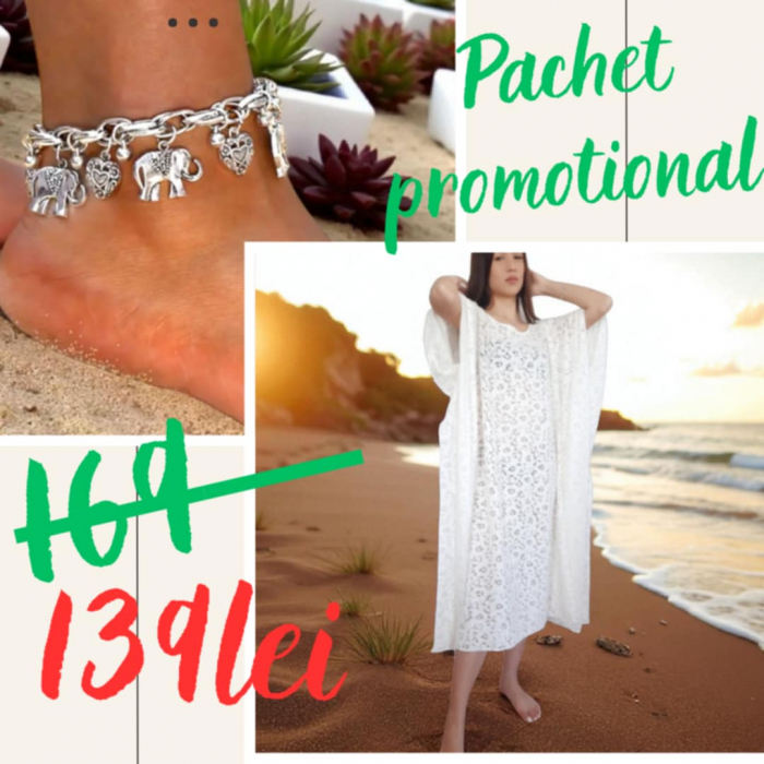 Pachet promotional compus din rochie tip fluture+ bratara metal inoxidabil glezna cu elefanti [1]