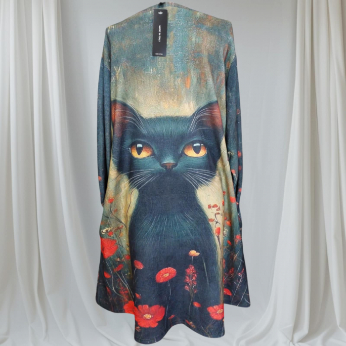 rochie-din-bumbac-cu-imprimeu-pisica-neagra-scumpa-si-maci [2]