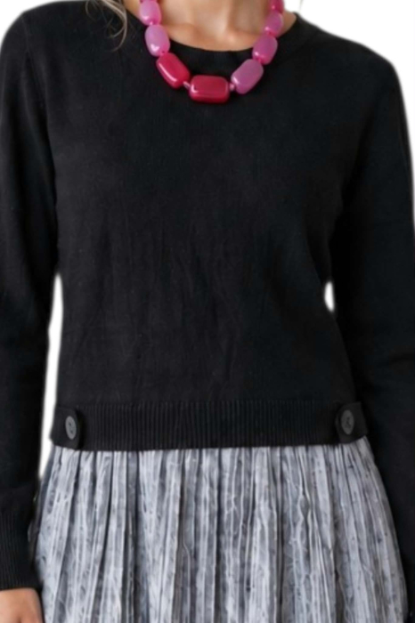 Rochie tricotata cu fusta din catifea gri plisata cu dantela pe interior [3]