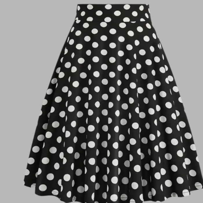 Fusta pe Fond Negru cu Buline Albe Model Clos [2]