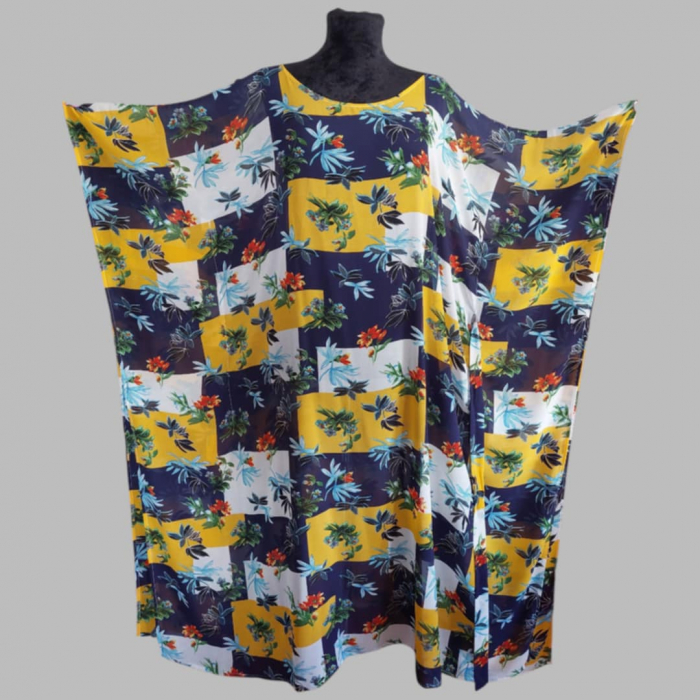 Rochie croi larg tip fluture din voal cu imprimeu floral [4]