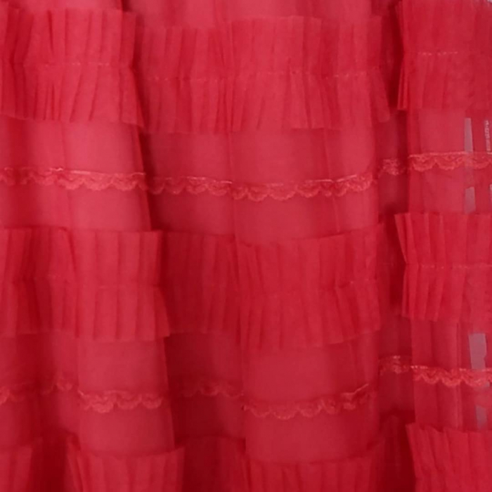 Fusta Rosie Lunga din Straturi cu Tulle [2]