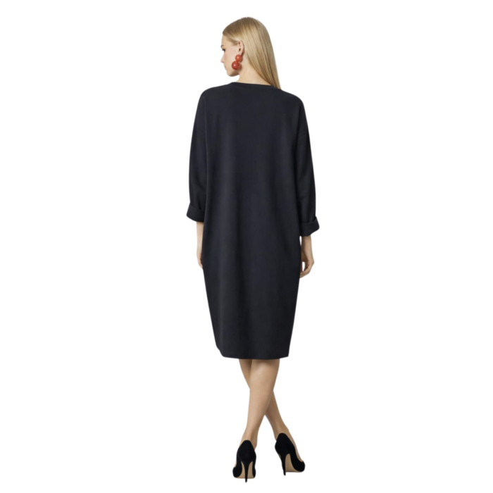 Rochie neagra  cu fermoar decorativ si imprimeu maci croi larg [2]