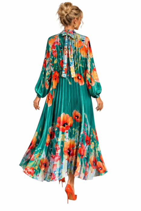 Rochie  lunga din satin cu imprimeu floral [3]