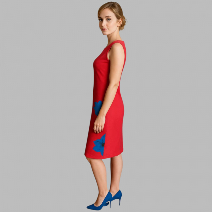 Rochie tip office cu imprimeu floral pe partea din fata fara maneci [3]