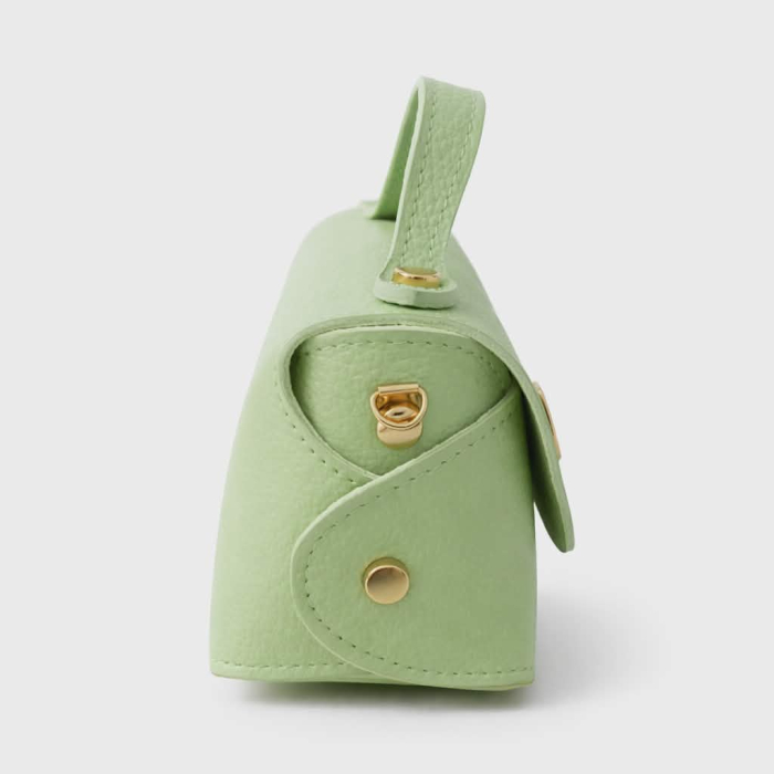 Geanta din piele naturala vernil cu lant de umar auriu din zale [2]