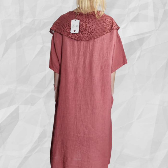 Rochie din in croi larg si guler din dantela [3]