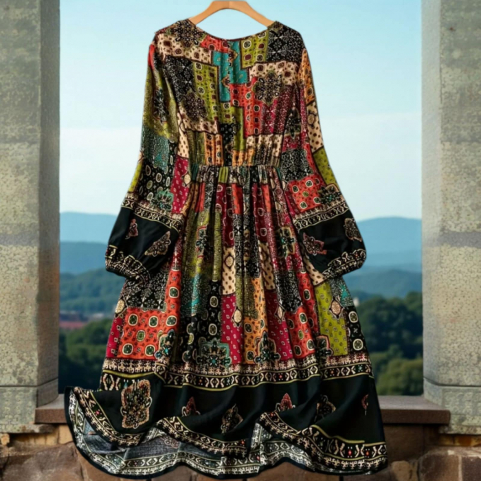 Rochie de Vascoza cu Decolteu Anchior si Model Multicolor [2]