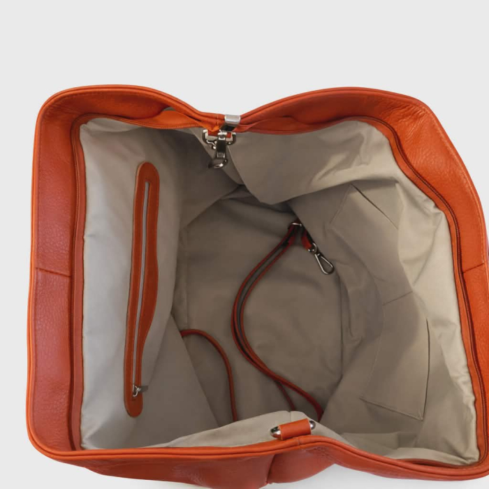 Geanta eleganta  mare din piele naturala portocalie [2]