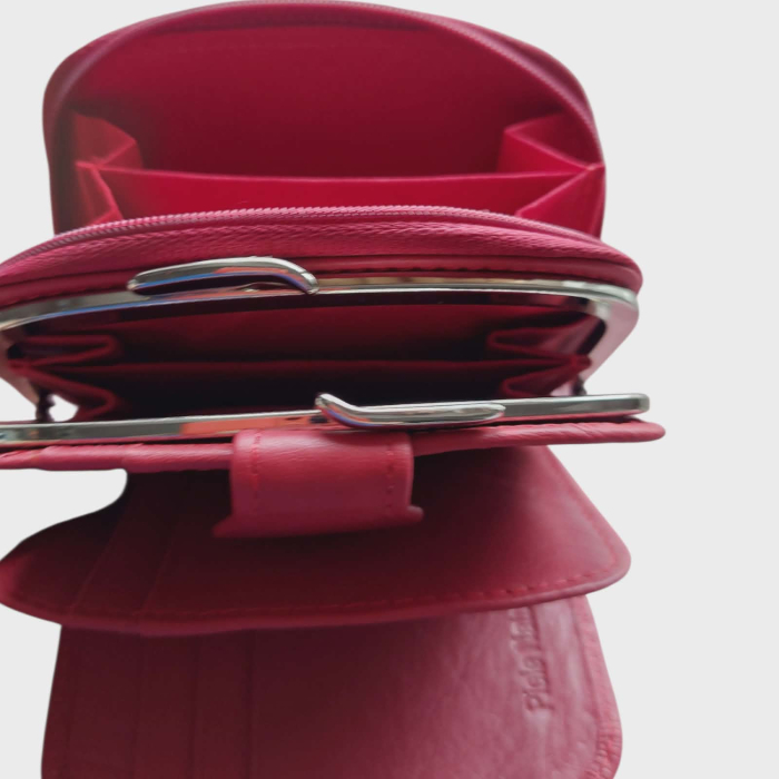 Portofel dama din piele naturala rosie compact si elegant [4]