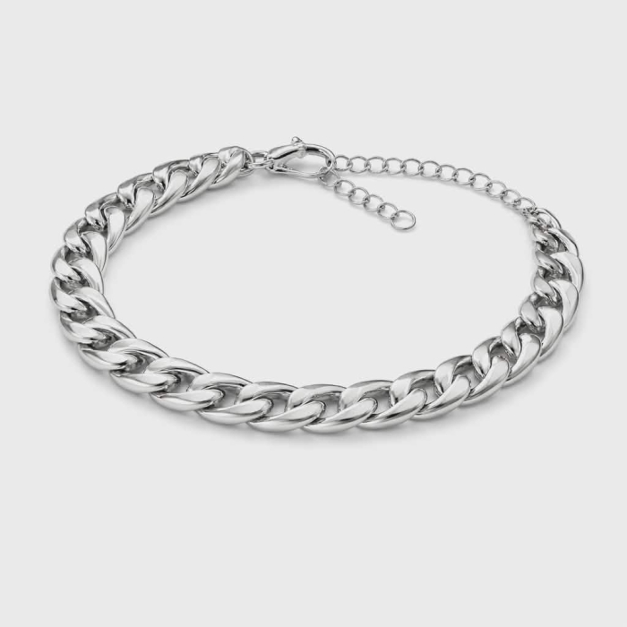 Bratara argintie  din metal inoxidabil cu forme zale [2]