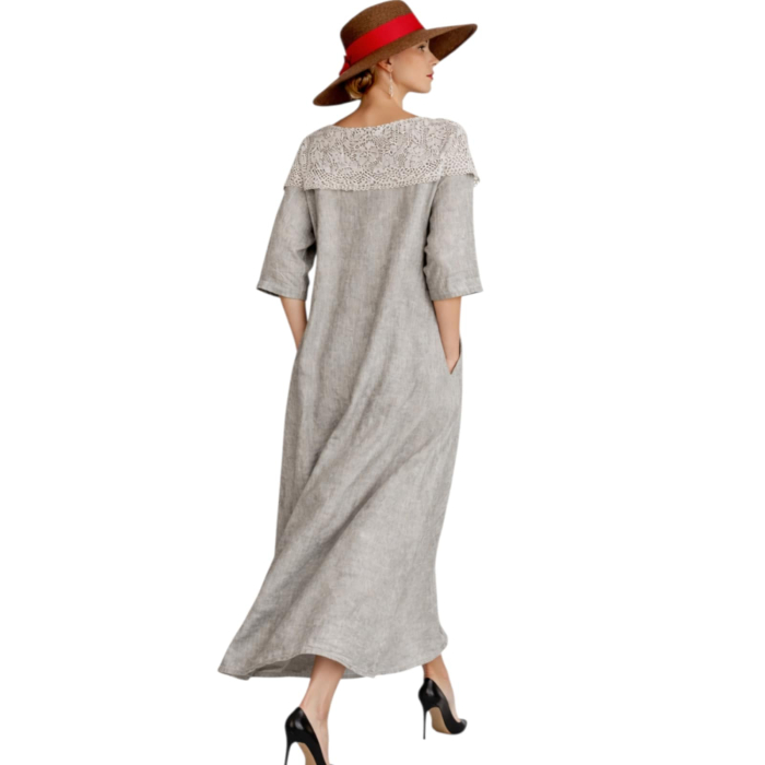 Rochie din in croi larg si guler din dantela [2]