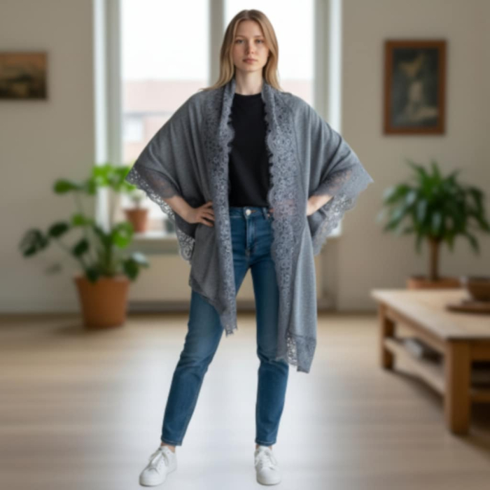 Sal elegant generos pentru sezon rece cu dantela pe margini [2]