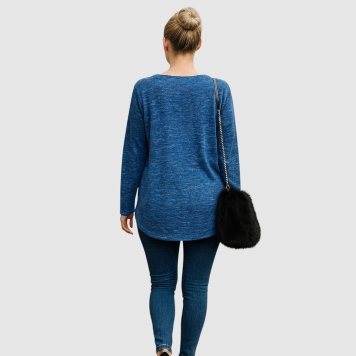 Bluza albastra cu bufnita din  tinte aurii si maneci lungi [2]