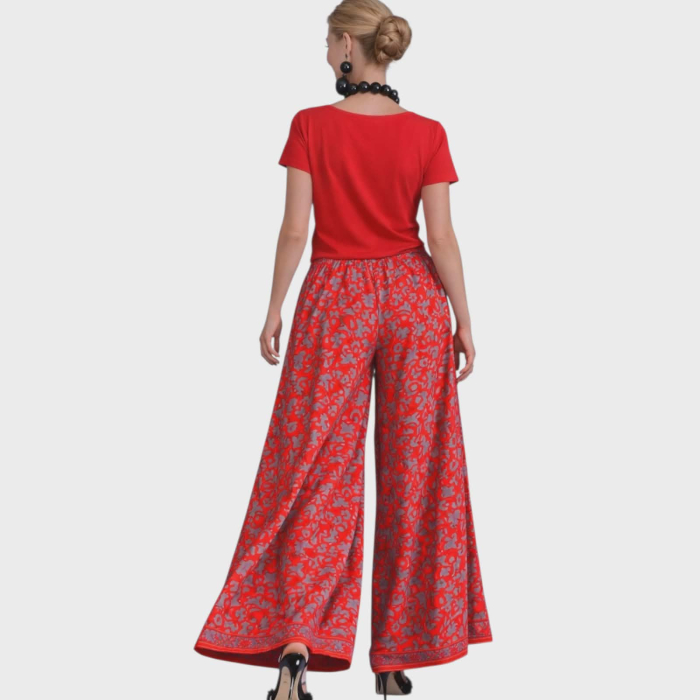 Pantaloni croi larg din matase indiana cu banda elastica in talie [2]