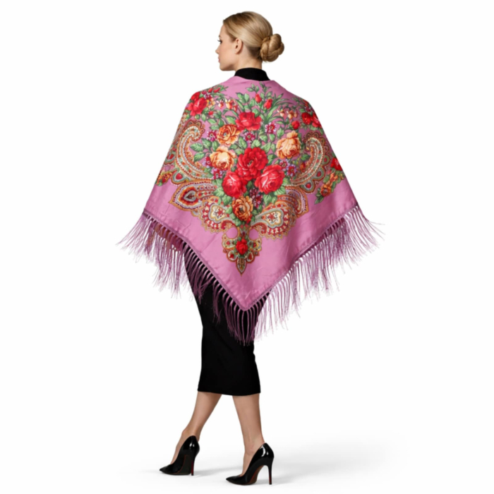 Sal tip gipsy cu imprimeu floral intens cu franjuri [2]