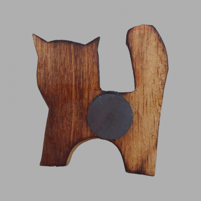 statueta pisica magnet din lemn sculptata si pictata manual [2]