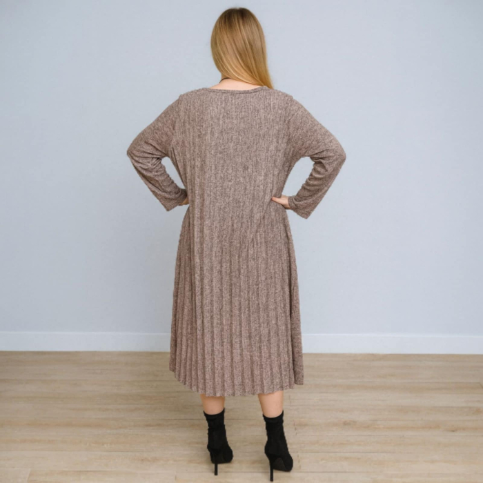 Rochie plisata asimetrica croi larg roz prafuit [4]