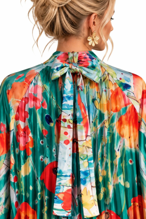 Rochie  lunga din satin cu imprimeu floral [2]