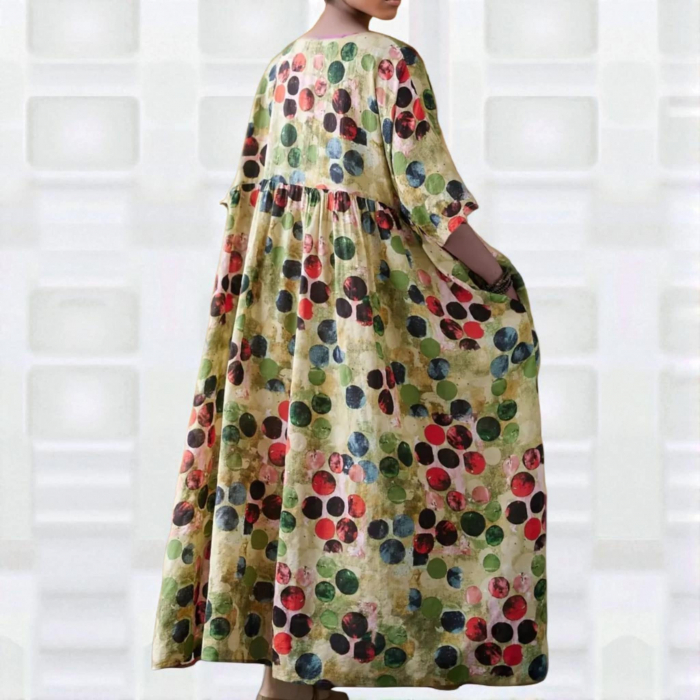 Rochie Tip Baby cu Imprimeu Cercuri Colorate si Buzunare Laterale [3]